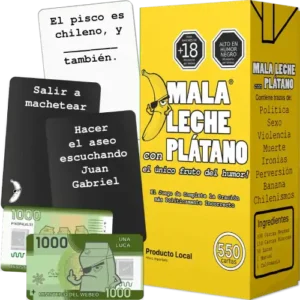 Promocional Caja Mala Leche con Plátano con cartas Promocional Caja Mala Leche con Plátano con cartas