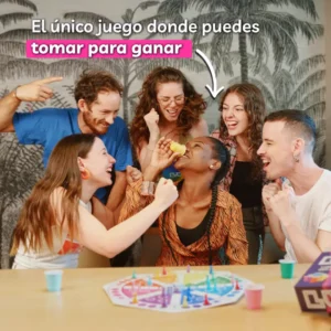 amigos animando shot alrededor de tablero lud8