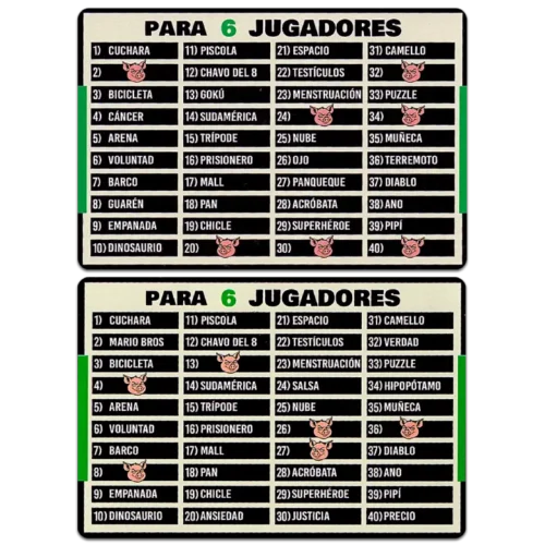 Cerdo mentiroso cartas 6 jugadores