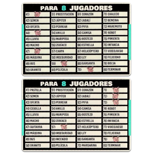 Cerdo mentiroso cartas 8 jugadores