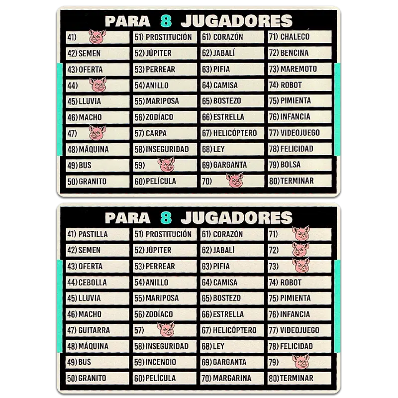 Cerdo mentiroso cartas 8 jugadores