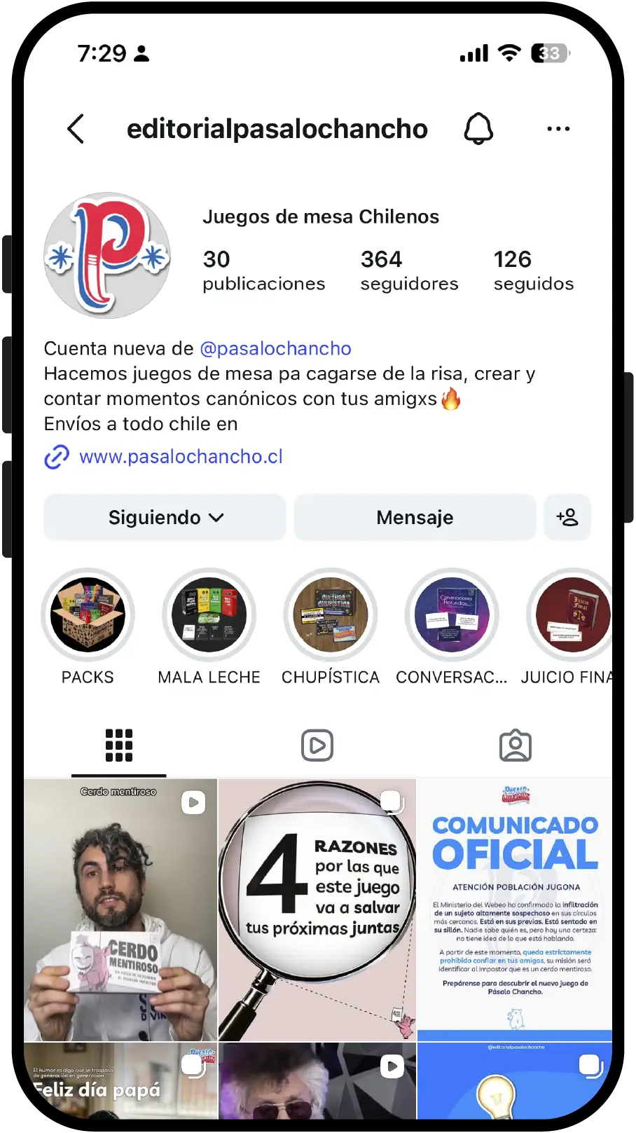 Portada Instagram Feed Pasalo Chancho